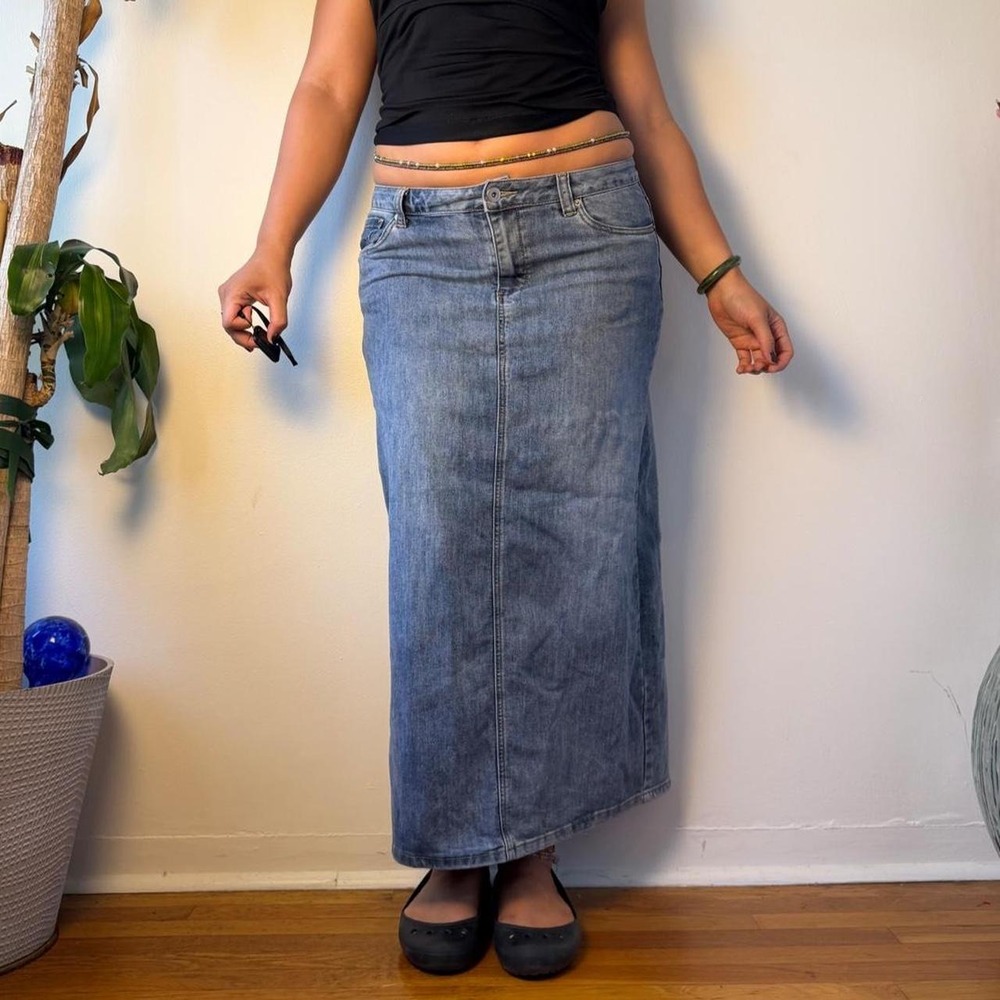 EST. 1946 Denim Low Rise Maxi Skirt Blue Boho Minimalist Size 10